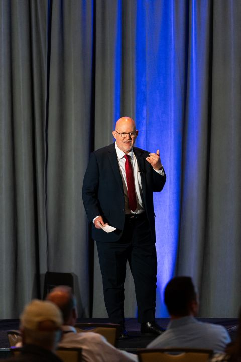 Brian Carter speaking on a panel at an FSI OneVoice conference